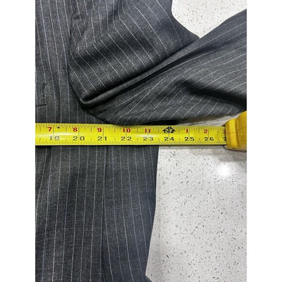 Ralph Lauren Chaps Blazer Sport 100% Wool Jacket Mens 43R Pinstripe Gray150 - Picture 7 of 15